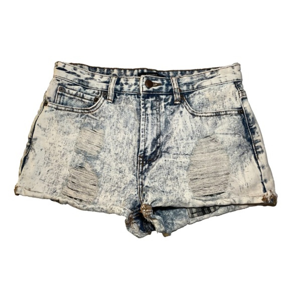 Forever 21 Acid Wash Distressed High Rise Cuffed‎ Jean Shorts - 27